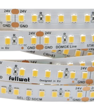 FULLWAT -  DOMOX-2835-BC-4X. Fita LED  normal. Branco quente- 3000K- 24Vdc- 2274 Lm/m- IP20