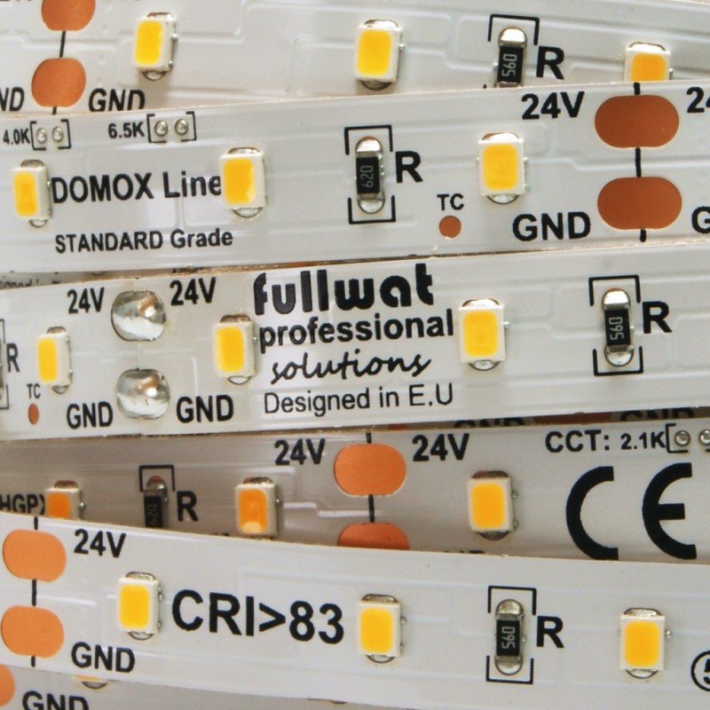 FULLWAT -  DOMOX-2835-BC-HGPX. Fita LED  normal. Branco quente- 3000K- 24Vdc- 1260 Lm/m- IP20