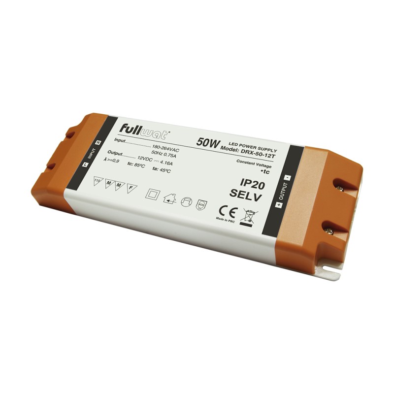 FULLWAT - DRX-50-12T.  Fuente de alimentación conmutada de 50W. 180 ~ 264  Vac - 12Vdc / 4,16A