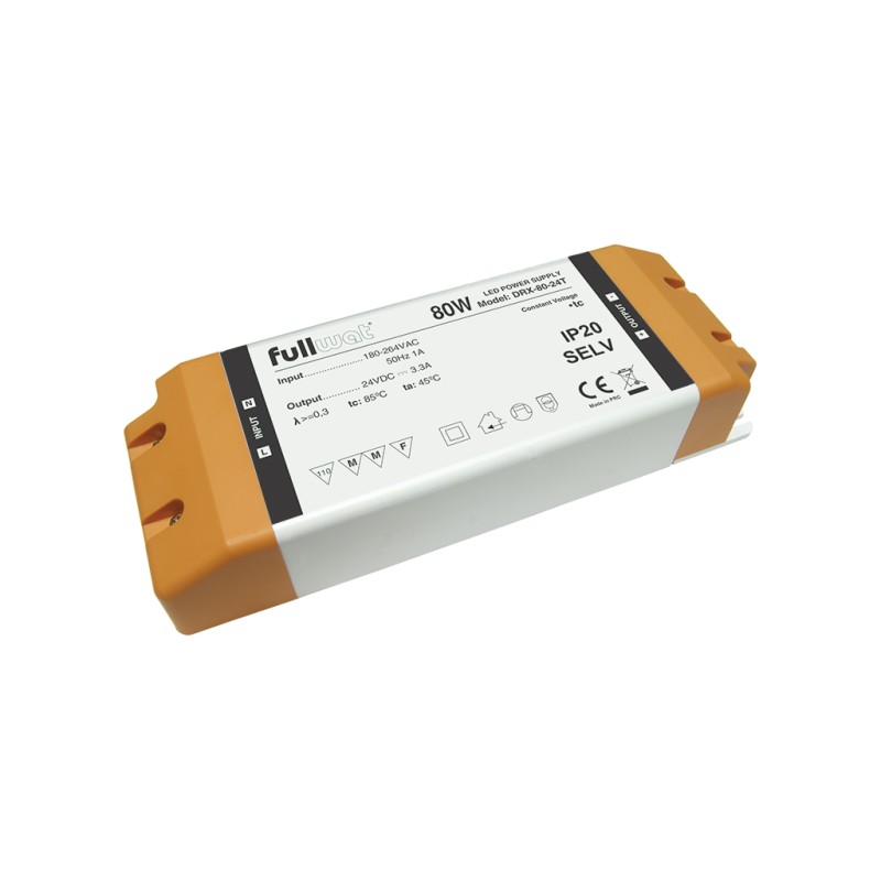 FULLWAT - DRX-80-12T.  Fuente de alimentación conmutada de 78W. 180 ~ 264  Vac - 12Vdc / 6,5A