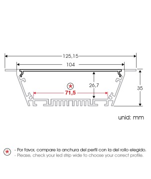  FULLWAT - ECOXM-100E-2D. Profilo in alluminio di  incasso   anodizzato  2000mm