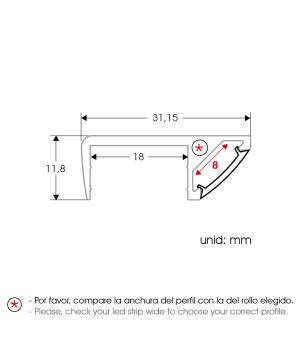 FULLWAT - ECOXM-BLD-2D. Aluminiumprofil für möbel. eloxiert des Stils für Regale - 2000mm