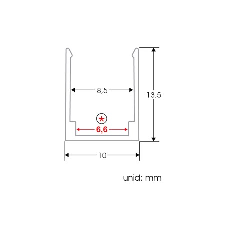 FULLWAT - ECOXM-NEO1-2D.  Perfil de alumínio de superfície anodizado - 2000mm - IP40