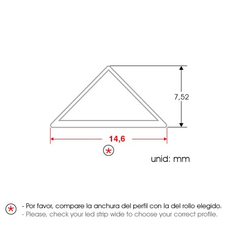 FULLWAT - ECOXM-TRR-2D.  Profil plaque plate en aluminium  anodisé classe triangulaire - 2000mm - IP40