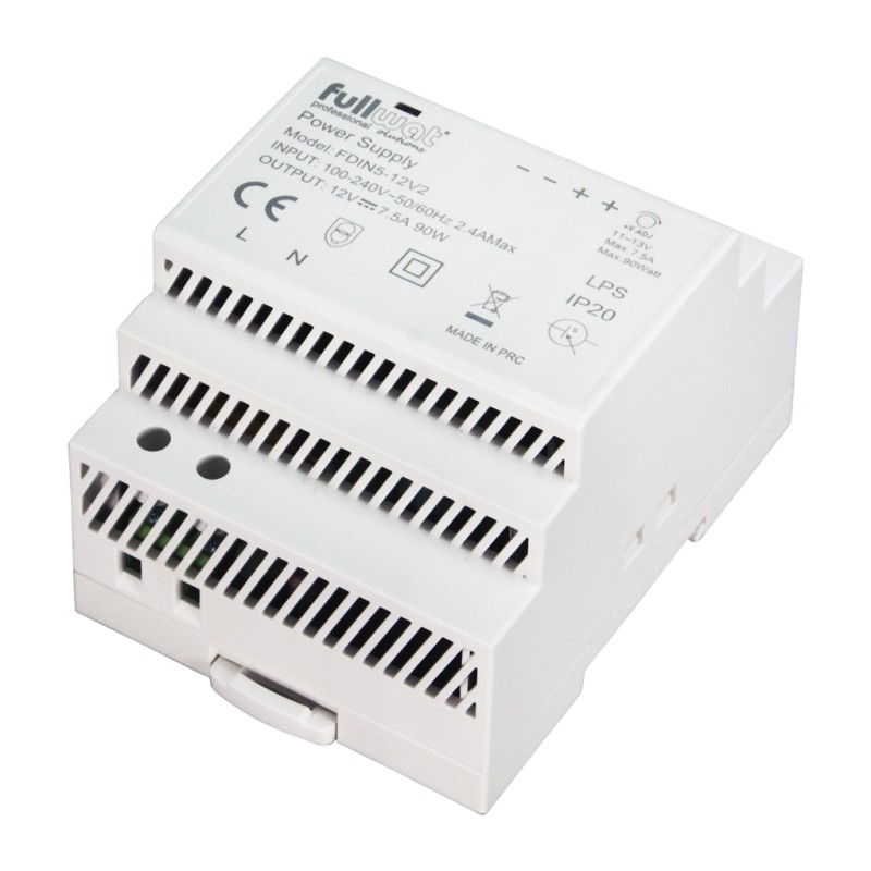 FULLWAT - FDIN5-24V2.  Fonte de alimentação industrial de  92W. 100 ~ 240 Vac  - 24Vdc  / 3,83A