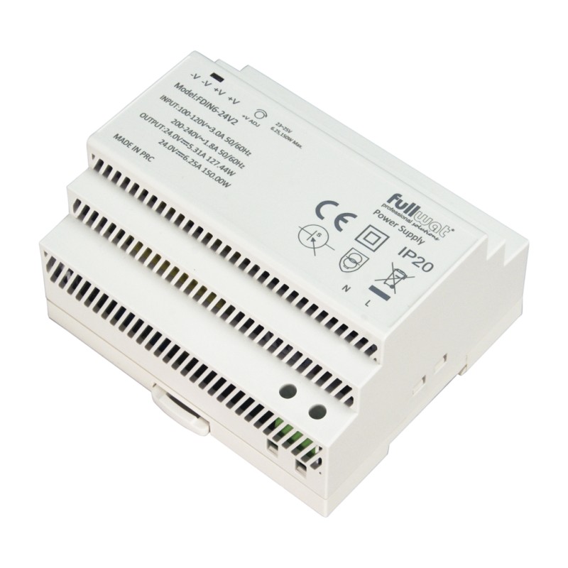 FULLWAT - FDIN6-12V2.  Fonte de alimentação industrial de  135,6W. 100 ~ 240 Vac  - 12Vdc  / 11,3A