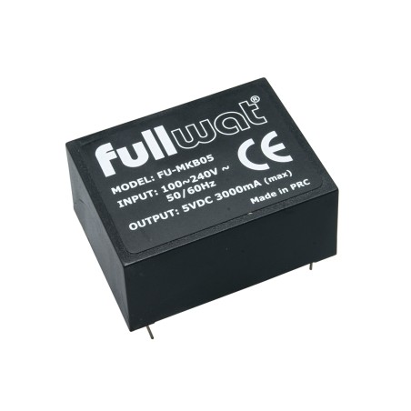 FULLWAT - FU-MKB05.  Fonte de alimentação industrial de  15W. 85 ~ 264  Vac  - 5Vdc  / 3A