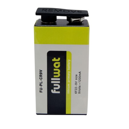 FULLWAT - FU-PL-CR9V. Batteria al litio prismatica | fiaschetta di Li-MnO2. Modello 6F22. 9Vdc / 1,200Ah