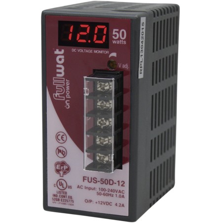 FULLWAT - FUS-100D-12.  Fonte de alimentação industrial de  100W. 90 ~ 132 | 180 ~ 264  Vac  - 12Vdc  / 8,3A