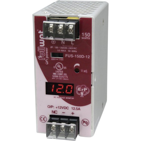 FULLWAT - FUS-150D-12.  Alimentatore a commutazione 150W. 90 ~ 132 | 180 ~ 264  Vac - 12Vdc / 12,5A