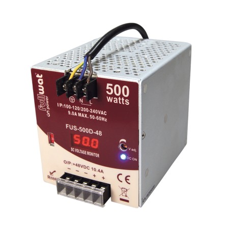 FULLWAT - FUS-500D-48. 500W switching power supply, 90 ~ 132 | 180 ~ 240  Vac - 48Vdc / 10,4A