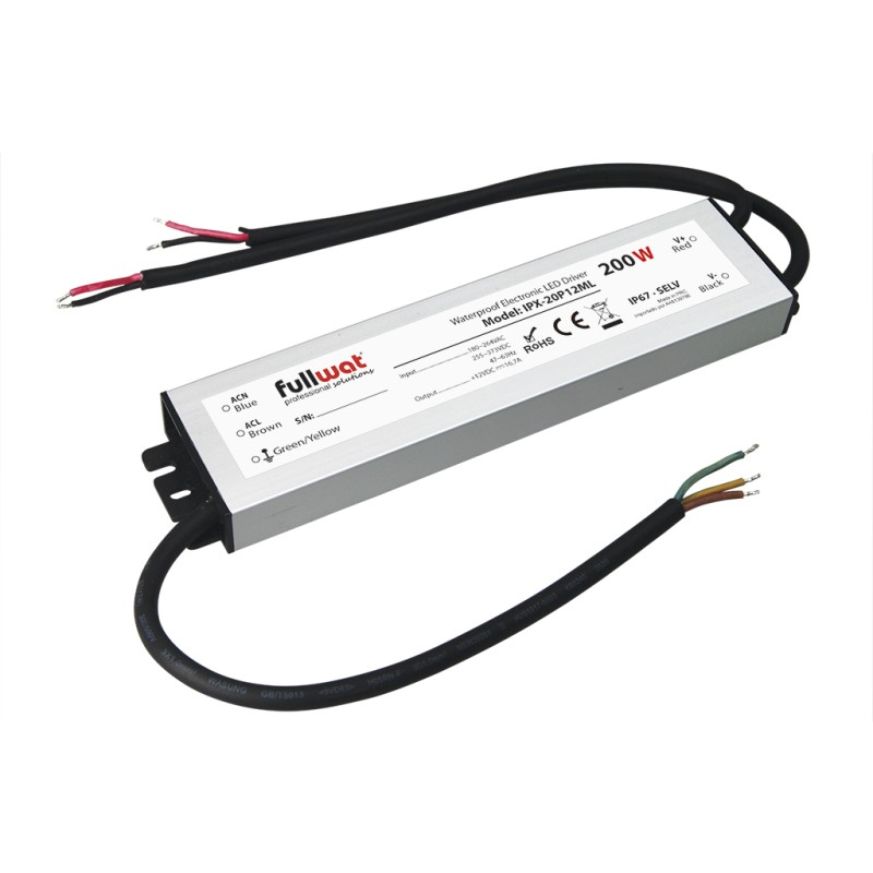 FULLWAT - IPX-20P12ML.  Fuente de alimentación conmutada de 200W. 180 ~ 264  Vac - 12Vdc / 16,5A