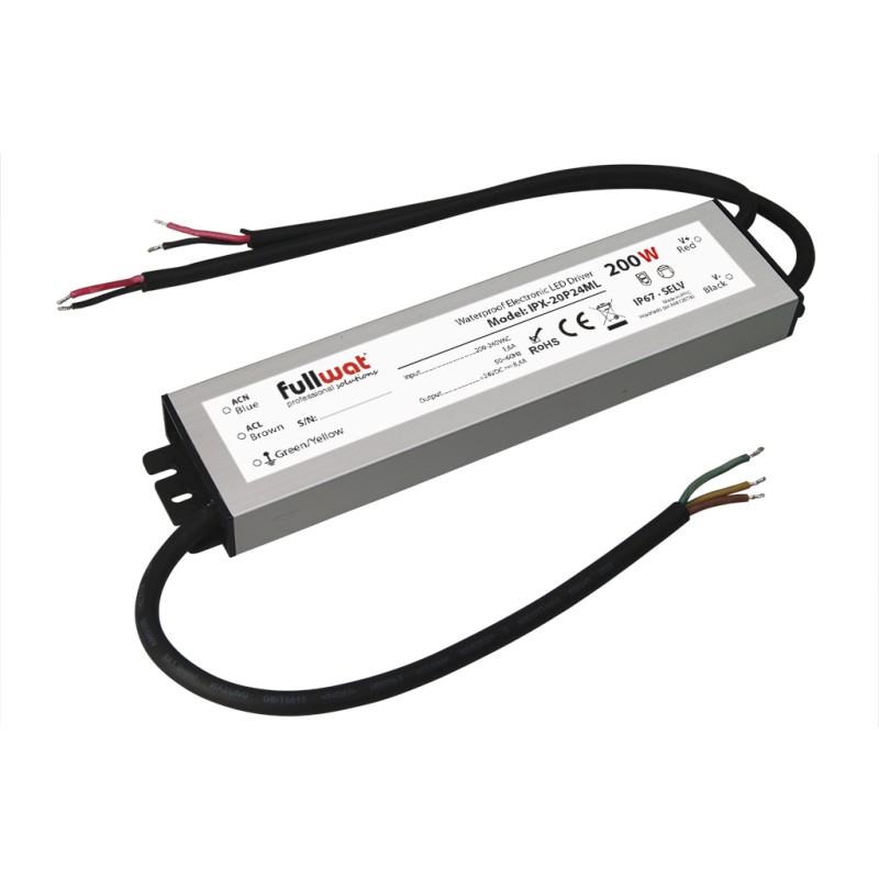 FULLWAT - IPX-20P24ML. 200W switching power supply, 180 ~ 264  Vac - 24Vdc / 8,3A