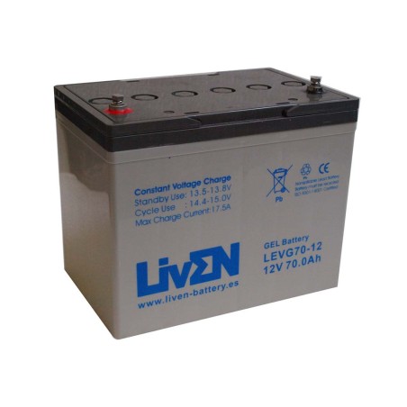 LIVEN - LEVG70-12. Batterie rechargeable au Plomb-acide technologie GEL-VRLA. Série LEVG. 12Vdc / 70Ah