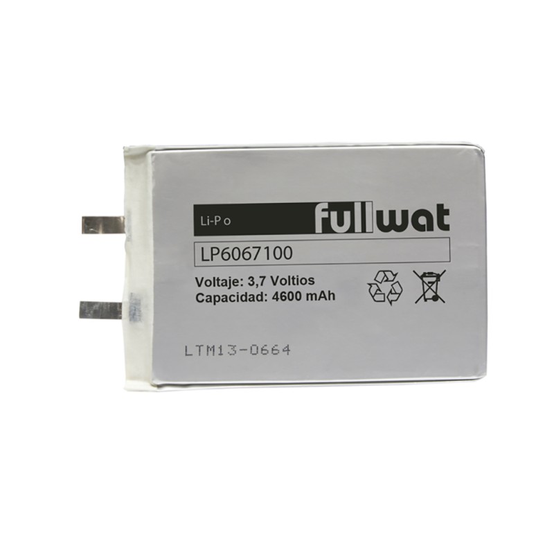 FULLWAT - LP6067100. Bateria recarregável prismática de Li-Po. 3,7Vdc / 4,600Ah