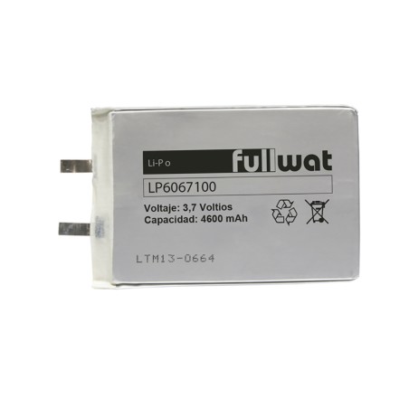 FULLWAT - LP6067100. Batería recargable prismática de Li-Po. 3,7Vdc / 4,600Ah