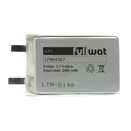 FULLWAT - LP804367. Batería recargable prismática de Li-Po. 3,7Vdc / 2,400Ah