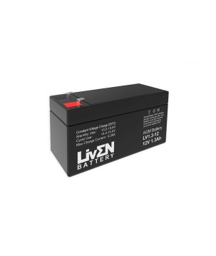 LIVEN - LV1.3-12. Wiederaufladbare Blei-Säure Batterie der Technik AGM-VRLA. Serie  LV. 12Vdc / 1,3Ah