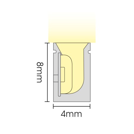 FULLWAT - NL-0408H-BC. Neón LED de flexión horizontal con sección rectangular de 04x08mm.  Blanco cálido - 170 Lm/m