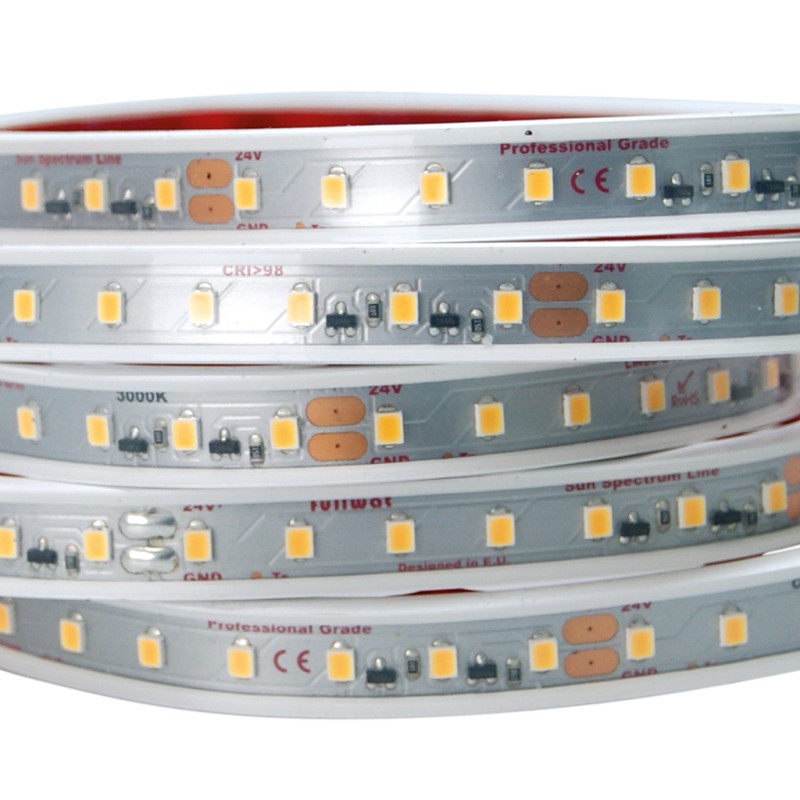 FULLWAT - CCTX-2835F-BC-WX. Tira de LED sun spectrum. 3000K - Blanco cálido . 24Vdc - 1155 Lm/m - IP67