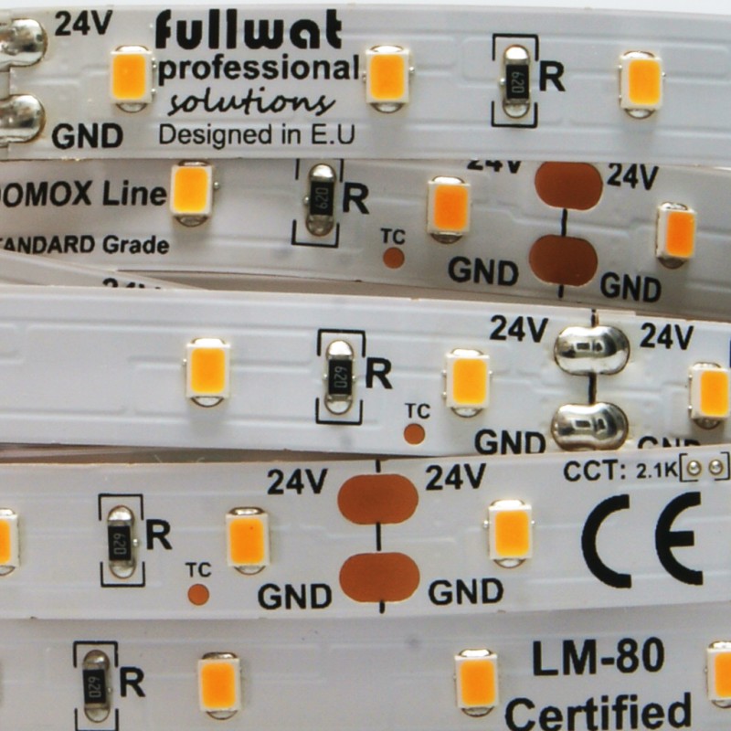 FULLWAT - DOMOX-2835-23-HGPX. Striscia LED standard.2300K- Blanco extra-cálido- 24Vdc- 1140 Lm/m