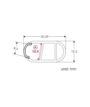 FULLWAT - ECOXM-BAR-2D.  Profil pour les meubles en aluminium  anodisé classe pour les chauves - 2000mm - IP40