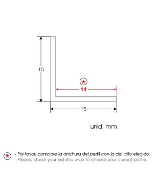 FULLWAT - ECOXM-ESQ-2D.  Profil plaque plate en aluminium  gris classe en angle - 2000mm - IP40