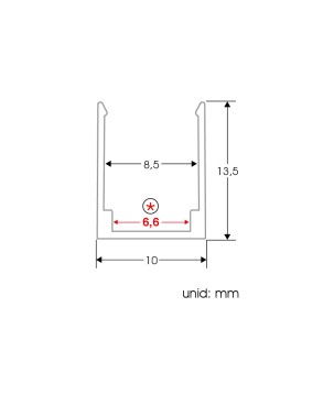 FULLWAT - ECOXM-NEO1-2D. Aluminum profile  for surface mounting. Anodized.  2000mm