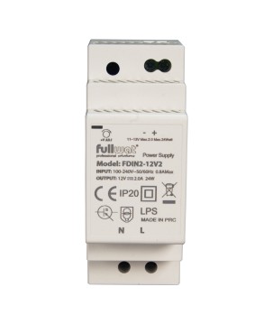 FULLWAT - FDIN2-12V2.  Fuente de alimentación conmutada de 24W. 100 ~ 240 Vac - 12Vdc / 2A