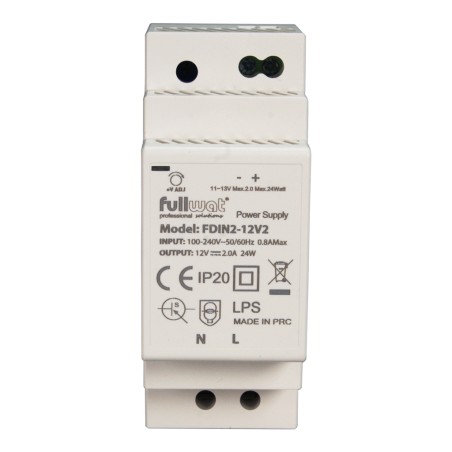 FULLWAT - FDIN2-12V2.  Fuente de alimentación conmutada de 24W. 100 ~ 240 Vac - 12Vdc / 2A