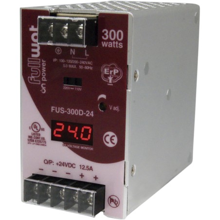 FULLWAT - FUS-300D-48.  Fonte de alimentação industrial de  300W. 90 ~ 132 | 180 ~ 264  Vac  - 48Vdc  / 6,25A