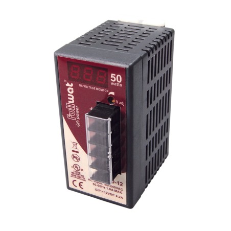 FULLWAT - FUS-50D-12.  Fonte de alimentação industrial de  50W. 90 ~ 264 Vac  - 12Vdc  / 4,2A