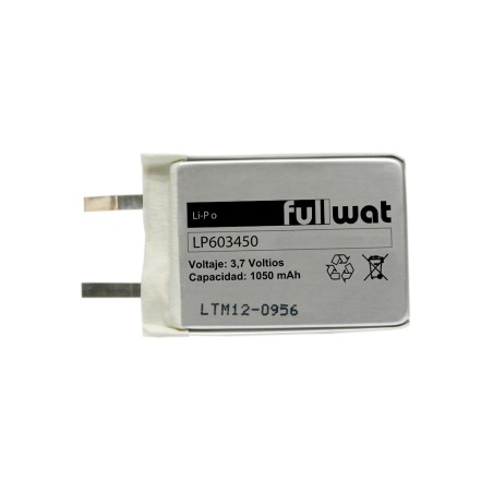 FULLWAT - LP603450. Batería recargable prismática de Li-Po. 3,7Vdc / 1,050Ah