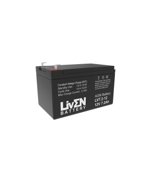 LIVEN - LV7.2-12. Lead Acid rechargeable battery. AGM-VRLA technology.  LV series. 12Vdc. / 7,2Ah 