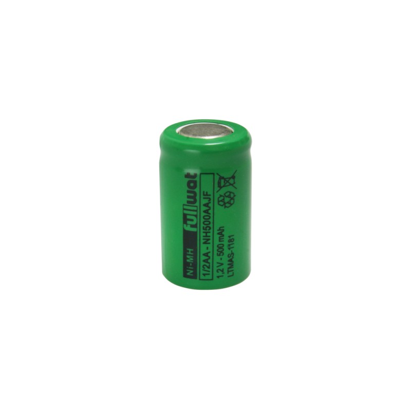 FULLWAT - NH500AAJF. Batería recargable cilíndrica de Ni-MH. Modelo 1/2AA. 1,2Vdc / 0,500Ah