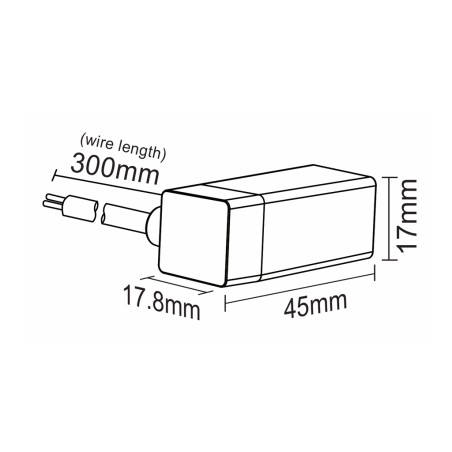 FULLWAT - NL-1010H-WIRE-LL. Conector inicial acodado para Neón LED de la serie NL-1010H-B*