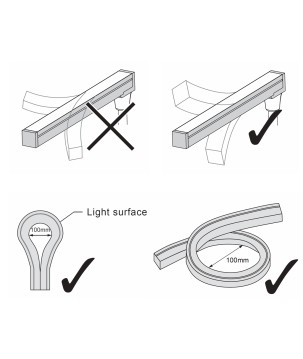 FULLWAT - NL-1010V-BC. Neón LED de flexión vertical con sección rectangular de 10x10mm.  Blanco cálido - 750 Lm/m