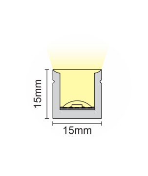 FULLWAT - NL-1515V-BH. Neón LED de flexión vertical con sección rectangular de 15x15mm.  Blanco extra-cálido - 516 Lm/m