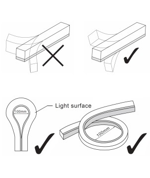 FULLWAT - NL-9410V-BC. Flexible LED-Neonröhre verticalmit  rechteckigvon 9,4x10mm.  Warmweiß - 1368 Lm/m