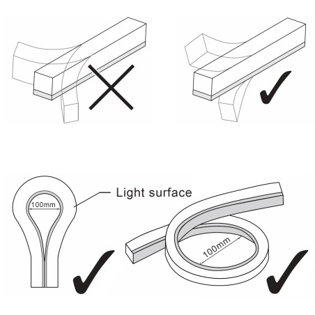 FULLWAT - NL-9410V-BC. Flexible LED-Neonröhre verticalmit  rechteckigvon 9,4x10mm.  Warmweiß - 1368 Lm/m