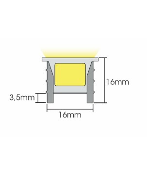 FULLWAT - NLC-1616.Cubierta de Silicona efecto Neon Led de flexión libre con sección rectangular de 16x16mm. 