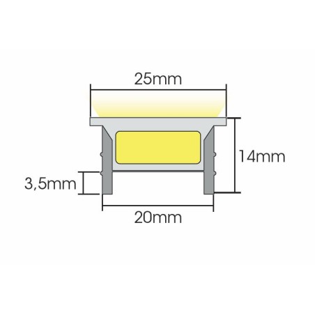 FULLWAT - NLC-2014.Cubierta de Silicona efecto Neon Led de flexión libre con sección rectangular de 20x14mm. 