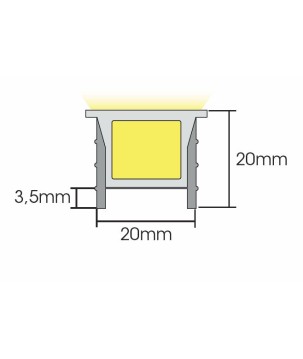 FULLWAT - NLC-2020.Cubierta de Silicona efecto Neon Led de flexión libre con sección rectangular de 20x20mm. 