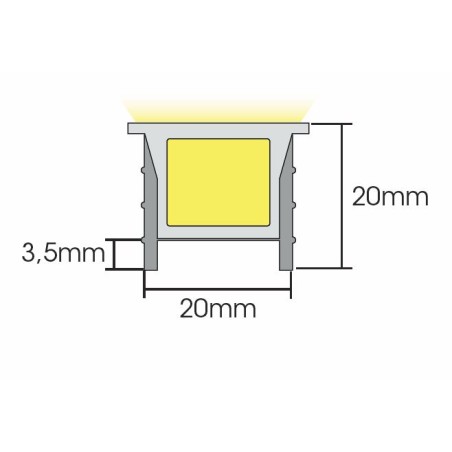 FULLWAT - NLC-2020.Cubierta de Silicona efecto Neon Led de flexión libre con sección rectangular de 20x20mm. 