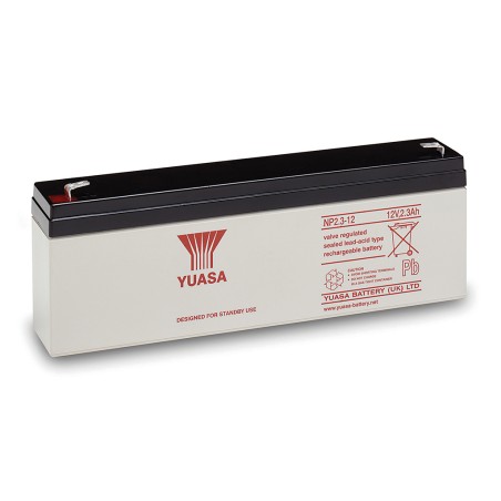 YUASA - NP2.3-12. Lead Acid rechargeable battery. AGM-VRLA technology. NP series. 12Vdc. / 2,3Ah 