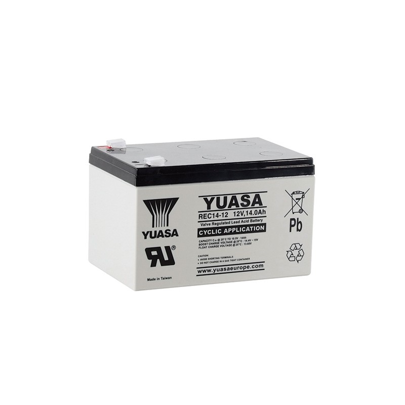 YUASA - REC14-12. Lead Acid rechargeable battery. AGM-VRLA technology. REC series. 12Vdc. / 14Ah 