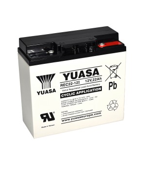 YUASA - REC22-12I. Lead Acid rechargeable battery. AGM-VRLA technology. REC series. 12Vdc. / 22Ah 