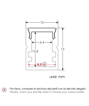 FULLWAT - ECOXM-MINI5-2D. Aluminum profile  for surface mounting. Anodized.  2000mm