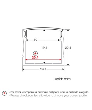 FULLWAT - ECOXM-20AS-2D.  Profil de surface en aluminium  anodisé - 2000mm - IP40