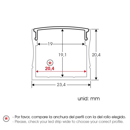 FULLWAT - ECOXM-20AS-2D.  Profil de surface en aluminium  anodisé - 2000mm - IP40